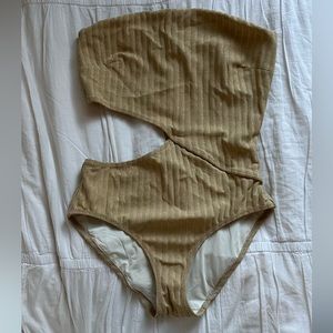 Solid & Striped Cutout Swimsuit